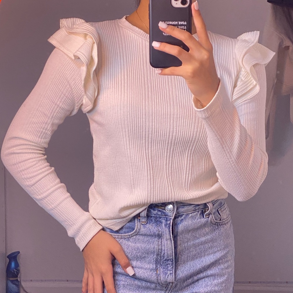Zara Long sleeve Cream shirt (Small)
